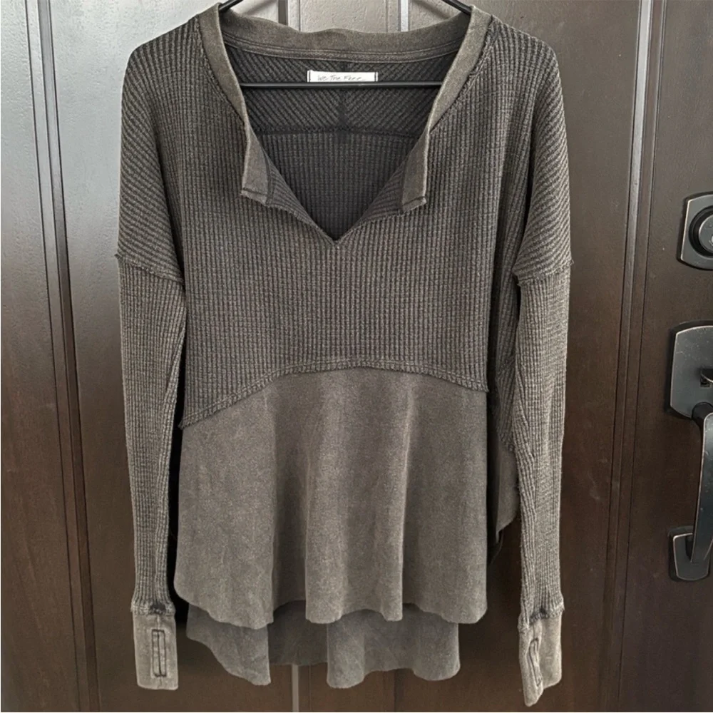 Like New Free People We The Free Monterey Thermal Top Mushroom Oversized Small